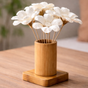 Home Bamboo Vase with Paper Flowers Decoration